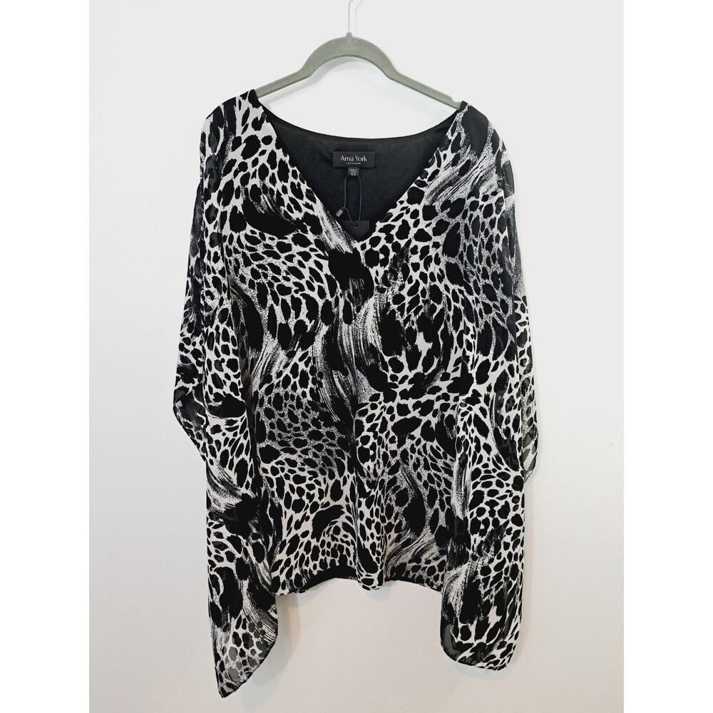 Arna York Collection New! Bella Overlay Top Black Animal Print 18/20